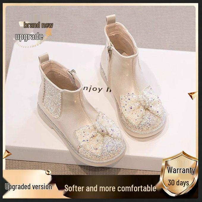 Girls' Martin Velvet-Lined Leather Boots 2025 - Fashionable Short Cotton Shoes for Autumn/Winter