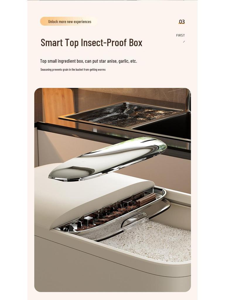 Large Capacity Food-Grade Rice Container with Push-Pull Lid - Insect & Moisture Proof