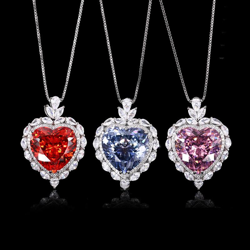Jewelry Bird'S Nest Cut Retro Large Heart Pendant Necklace Main Stone 20 * 20