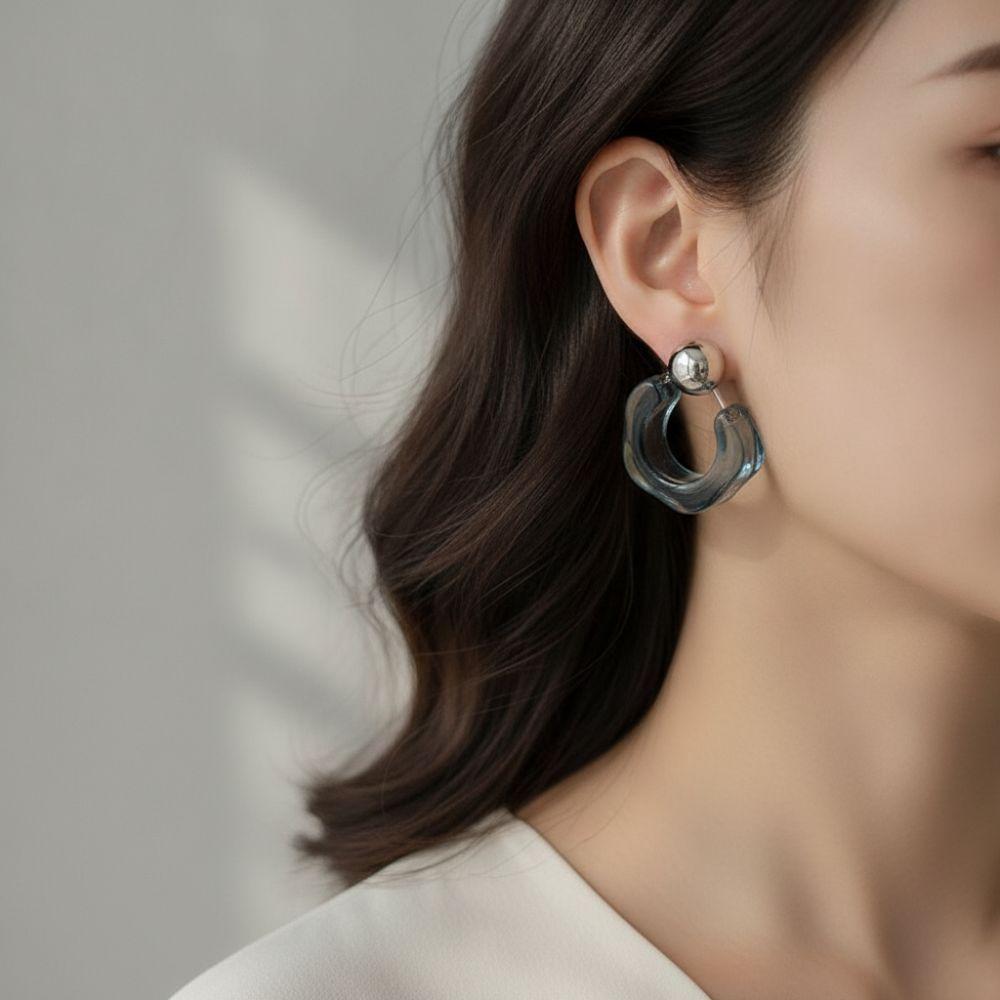 Lightweight Acrylic Hoop Earrings Metal Resin Earrings New Fashion Earrings Women Jewelry