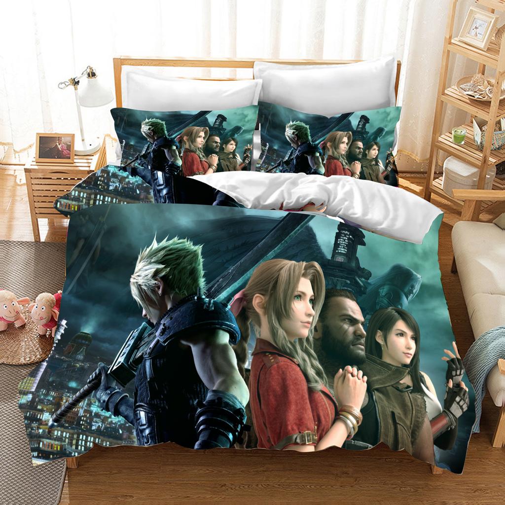 Duvet Cover Set Children Gift Game Cartoon Quilt Polyester 3-Piece Soft Breathable Breathable Comforter Bedding