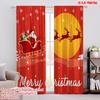 2pcs,2D Plane Printing Curtains Roller Blinds Vibrant Santa Claus with Deer Polyester Fabric (without Rod) Decorations Outdoor