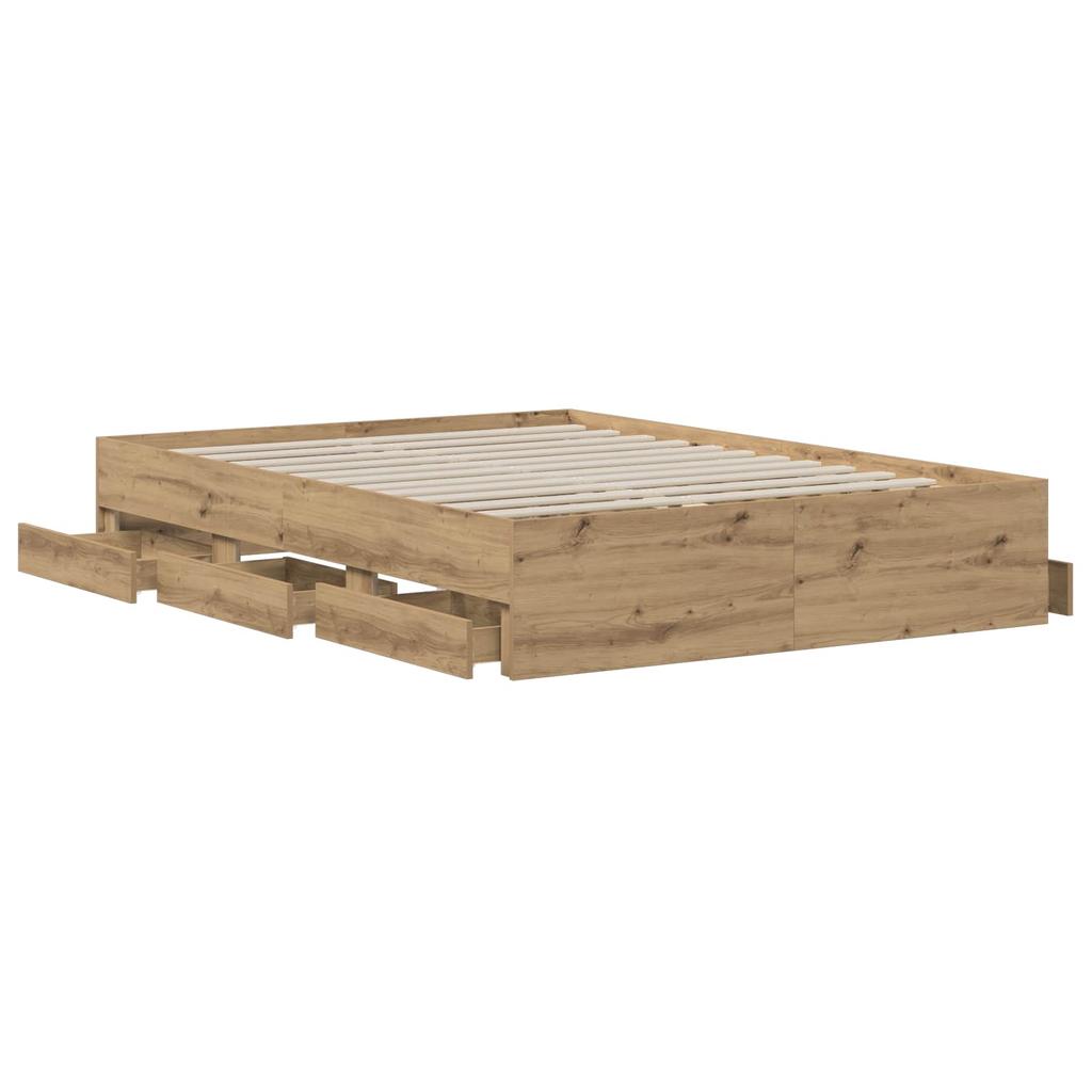 Bed Frame with Storage Artisan Oak 160 x 200 cm