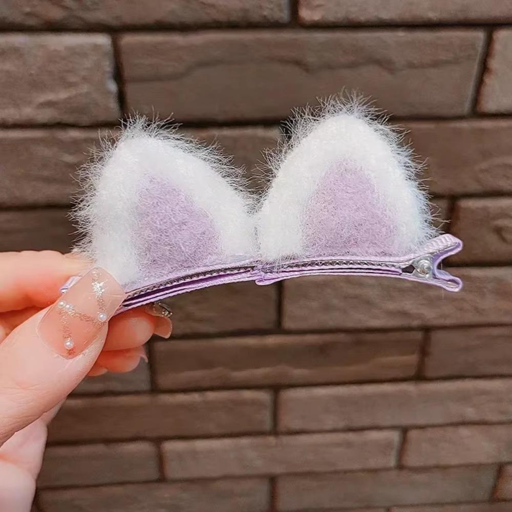 5 Pairs Soft Texture Rabbit Ears Hair Pin 3D Design Plush Hair Pin 3D Hair Pin For Children