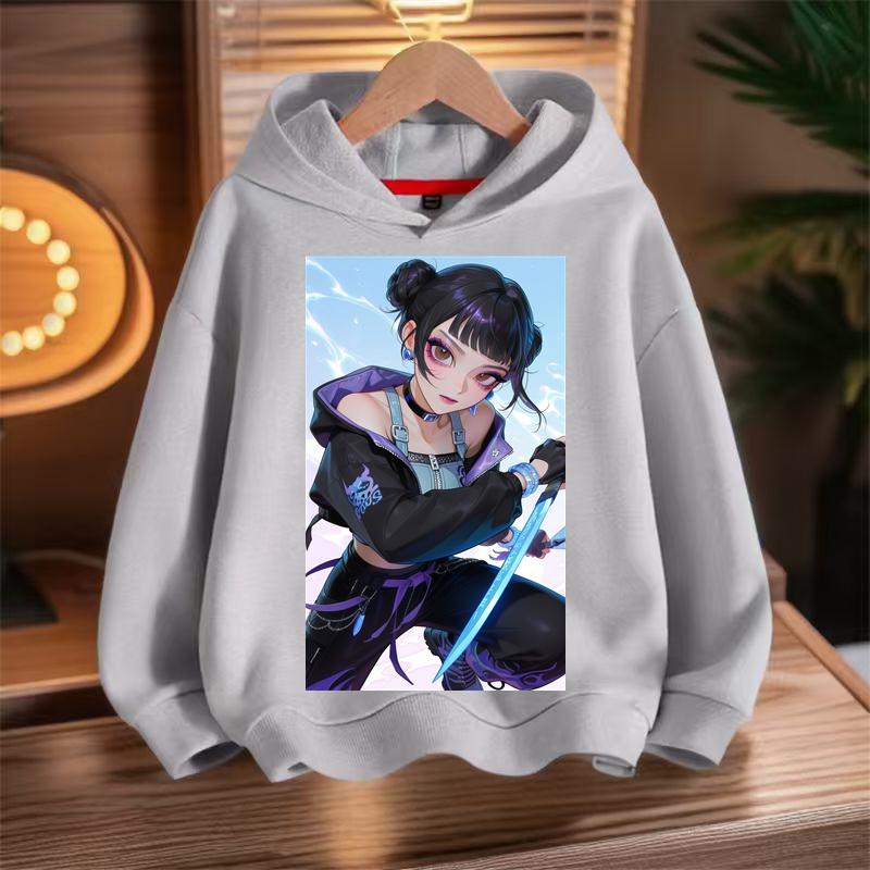 Nieuwe KPop Duiveljager Bedrukte Hoodie Kindermode Herfst/Winter Hoodie Meisje Schattig Sportkleding Top
