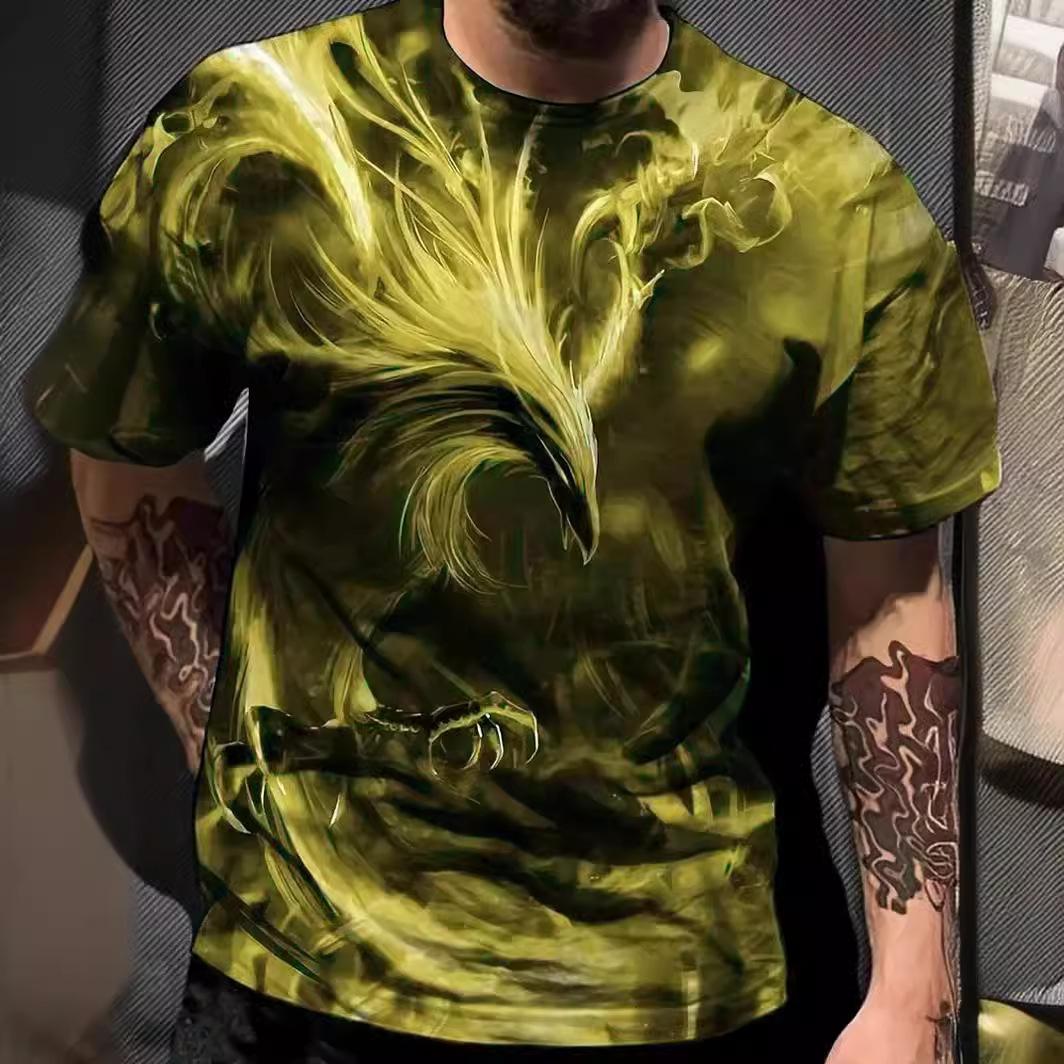 

Летняя футболка с круглым вырезом, графическим 3D-принтом мифической птицы, модная повседневная мужская футболка с короткими рукавами 6XL