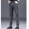 New Men's Casual Black Elastic Denim Pants Spring Autumn Loose Fit Straight Leg Versatile Casual Trousers for Men