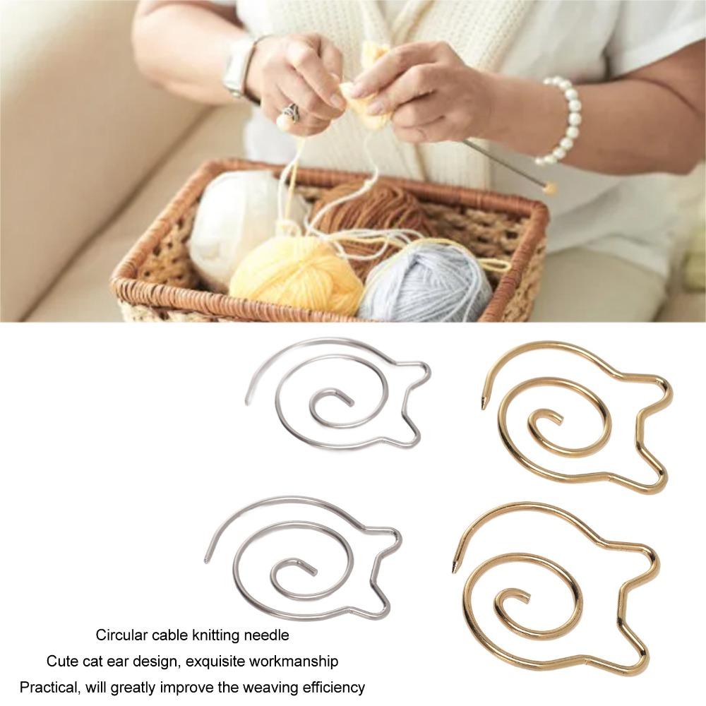 8pcs Metal Spiral Cable Knitting Needle Round Cable Needle Shawl Pin  For Knitter