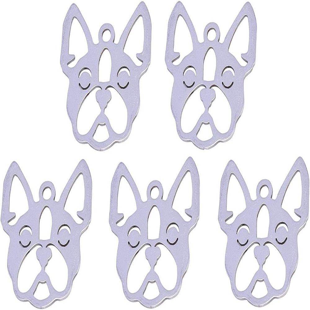 28.5*32mm French Bulldog Doggy Dog Bull Dog Head Pendants Stainless Steel Charms  For Necklace