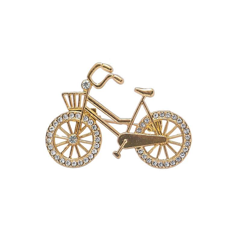 Creatieve Fiets Broche voor Dames Heren Mode Strass Bloemenmand Broches Spelden Sieraden Accessoires Feest Cadeaus 2025