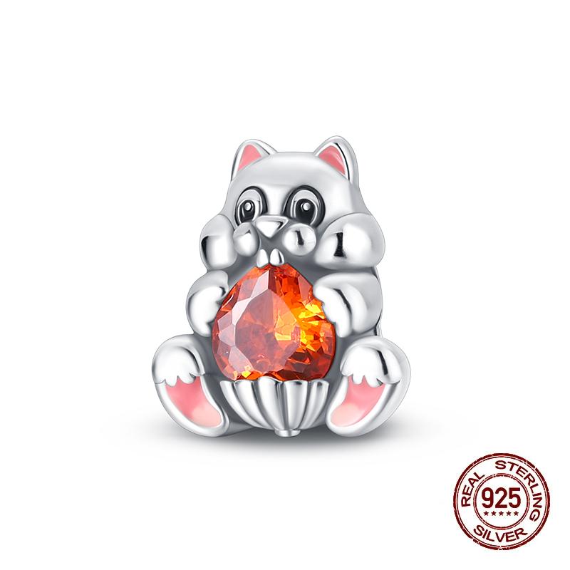 Charms Kupferrosa Katze Eule Tier Herz Zirkonia Charm Perlen Passen Original Armbänder Feiner DIY Schmuck