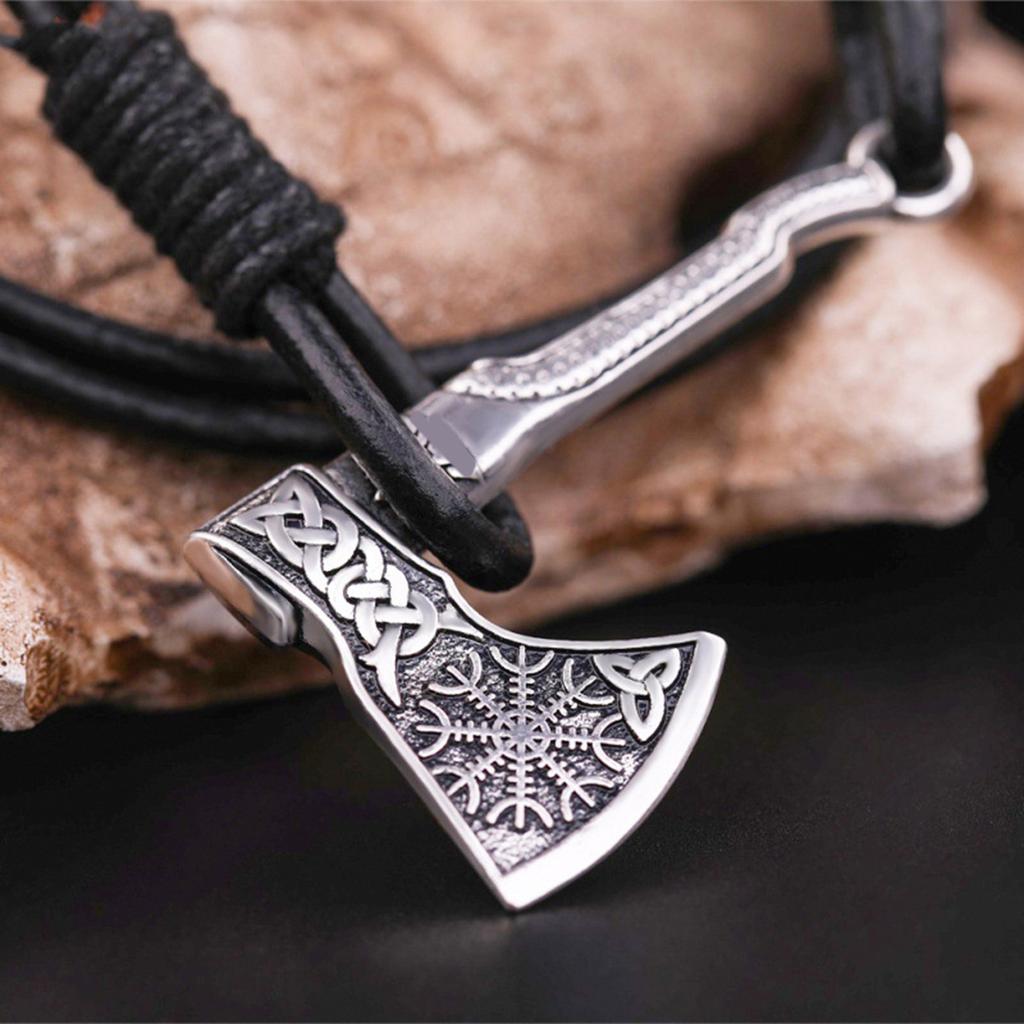 Axes Pendant Bracelet Wrap Bangle Nordic Jewelry for Men Concert Accessories Wristband for Parties and Everyday Outfits