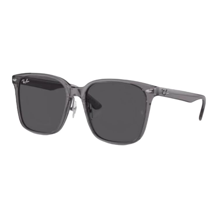 RayBan Logo Detail Square Sunglasses Unisex Couple Dark Grey