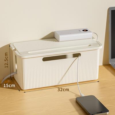 Durable Plastic Cable Storage Box Multi-Purpose Cord Organizer Desktop Charging Data Cable Storage Power Management Box