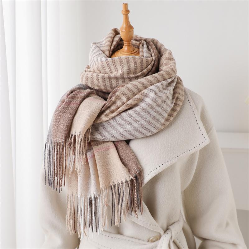 68*206cm Big Size Winter Plaid Cashmere Blanket Women Scarf Design Thick Warm Pashmina Shawl Wraps Tassel Poncho Stoles Echarpe