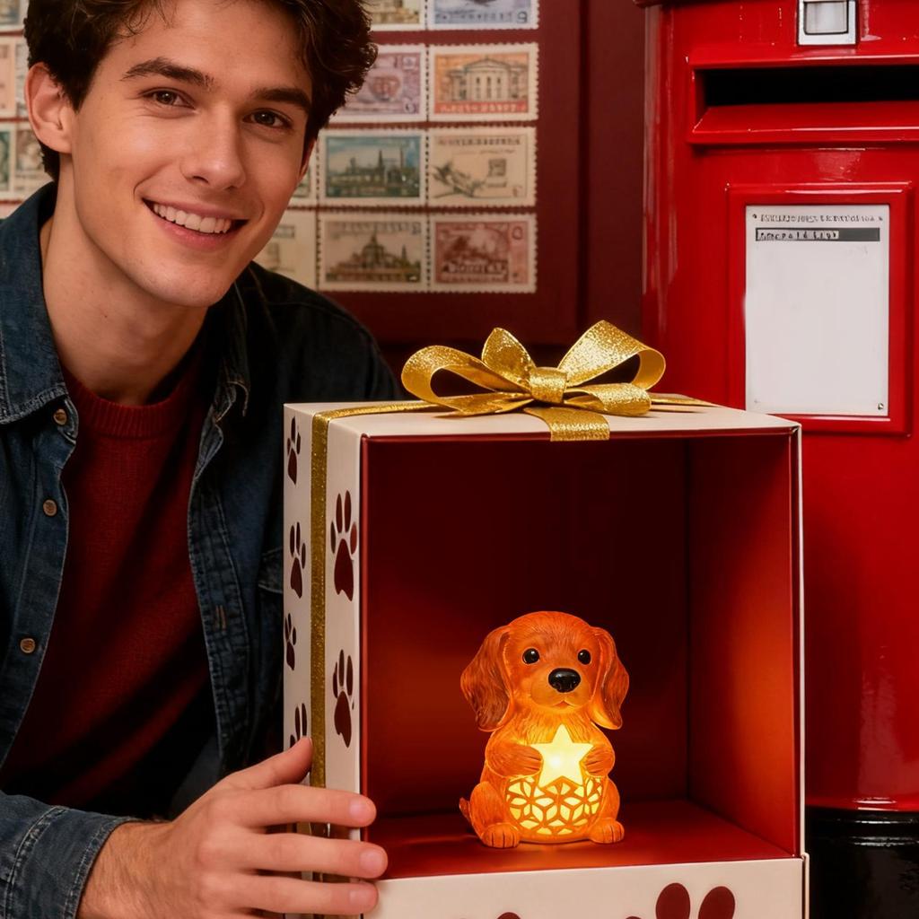 Creative Christmas Dog Night Light LED Ambient Lighting Cute Cartoon Puppy Animal Statue Lamp Home Desktop Decoration