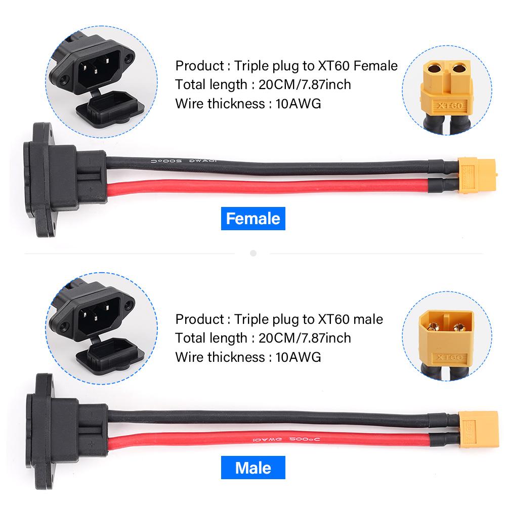 Kabel do ładowania akumulatora litowego XT60 do 3-pinowego męskiego/żeńskiego, odpowiedni do ładowania nowych rowerów elektrycznych