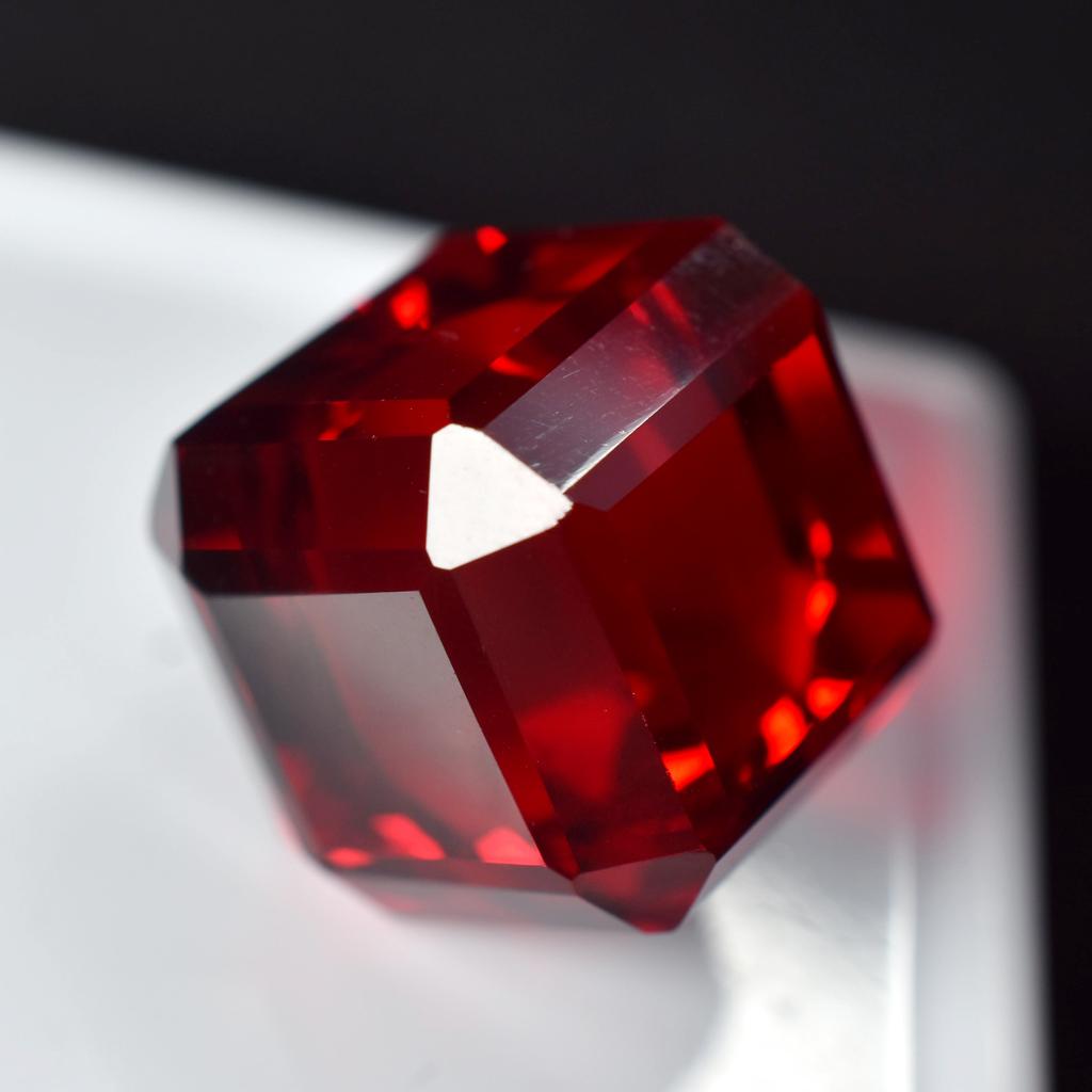 Extremely Rare Lab-Created Ruby Red Cube Cut 51.25 Ct Loose Gemstone CERTIFIED sa-599