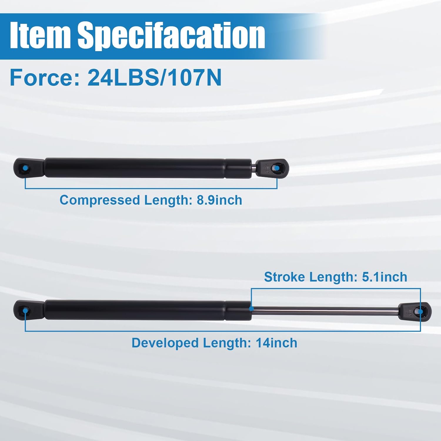 

C16-06389 14-дюймовые газовые амортизаторы для кунга пикапа 24 фунта / 107 Н, стойки, амортизаторы, газлифты C16-06389 2 упаковки