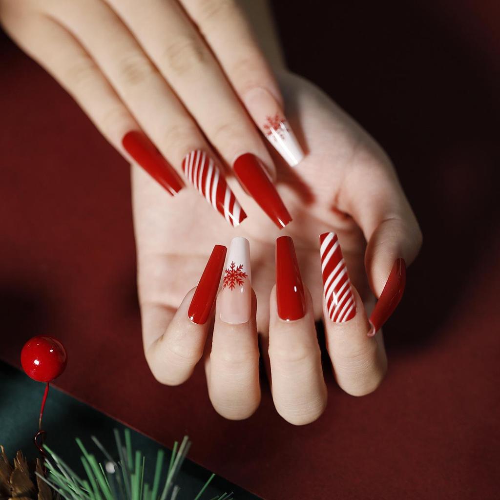 European & American Christmas Press-On False Nails Set