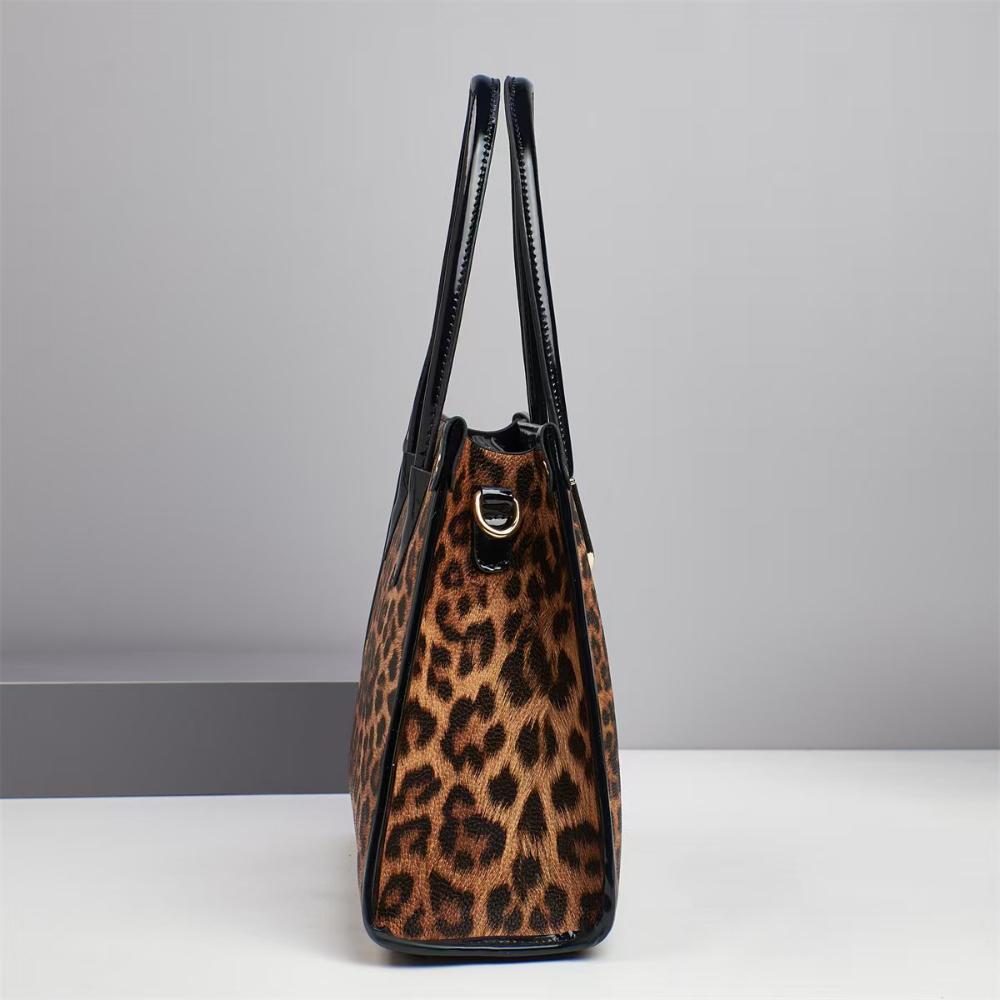 Leopard Texture Print Tote Bag Retro Fashion Women Square Handbag With Strap Crossbody Shoulder Bag Lady Gift Top Handle Bag