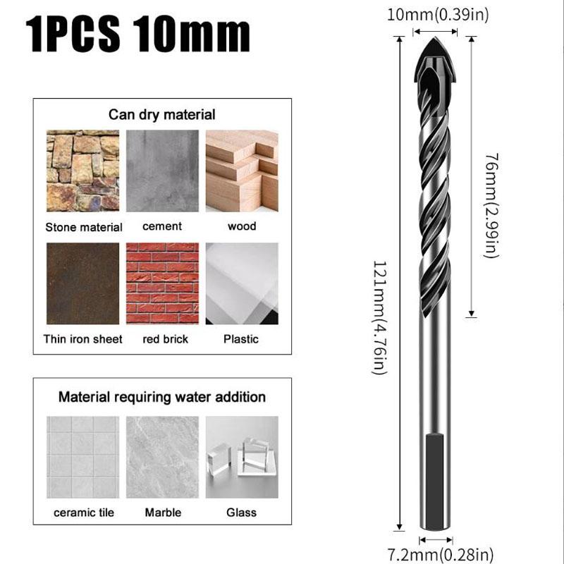 Tile Puncher Wall Drill Glass Cement Concrete Drill Bit Alloy High Hardness Triangulator Drill Multi-function Tools