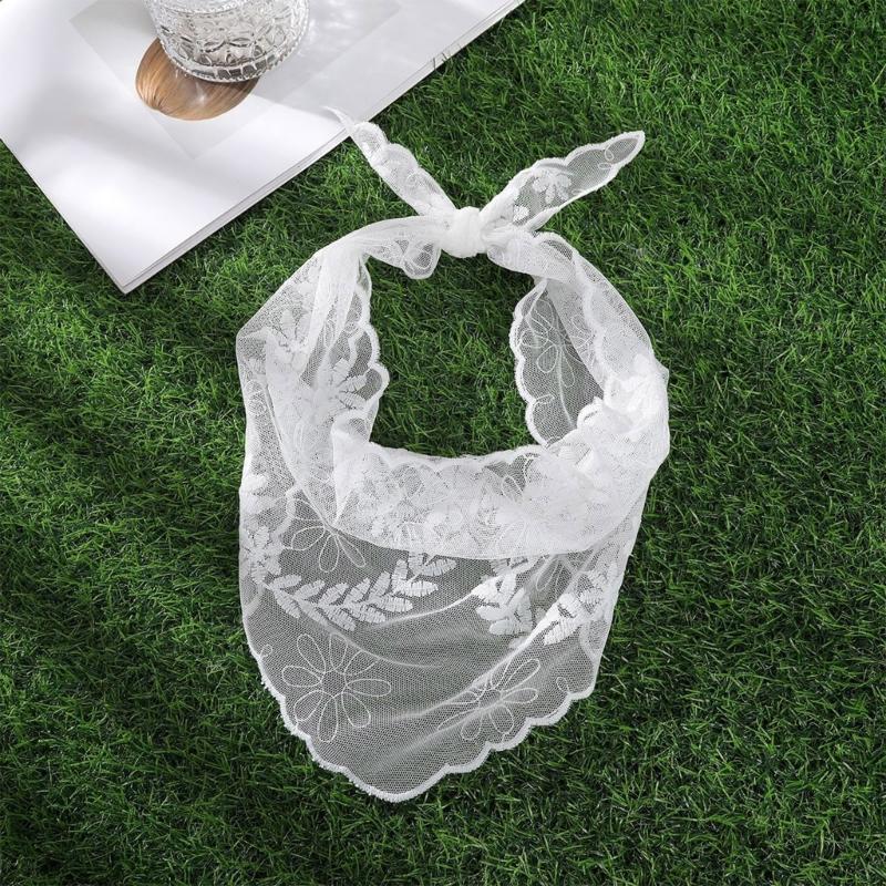 Women Sunproof Lace Triangle Kerchiefs Lightweight Summer Tie Back Kerchiefs