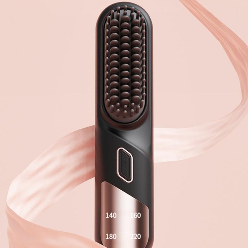 Small Travel Friendly Straightening Brush With MCH Ceramic Heating Technology And USB C Charging