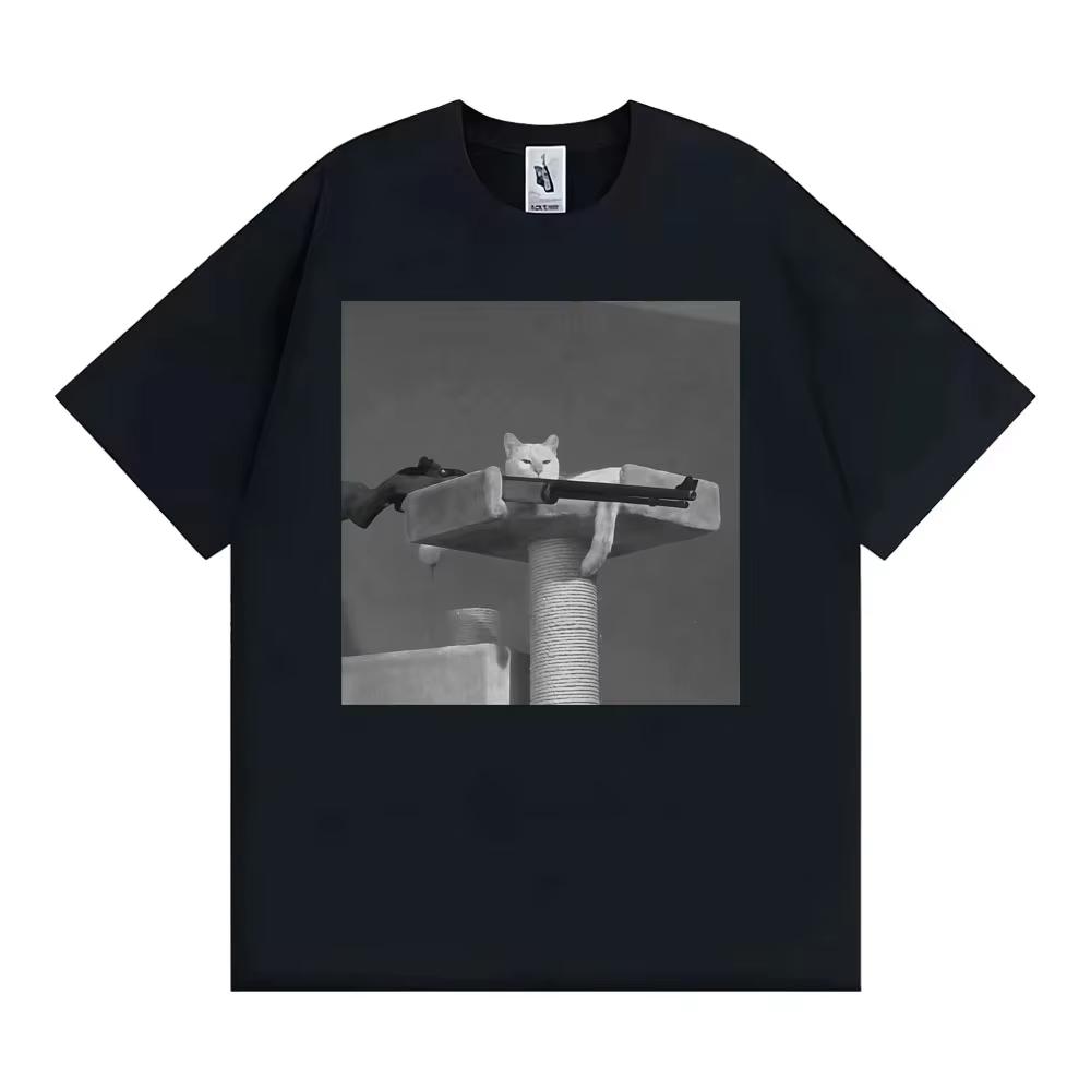 

Funny Outlaw Cat with Gun Meme Vintage Graphic T Shirt Men s Women Fashion Casual O-Neck T-shirt High Quality T-shirt Streetw... S разноцветный