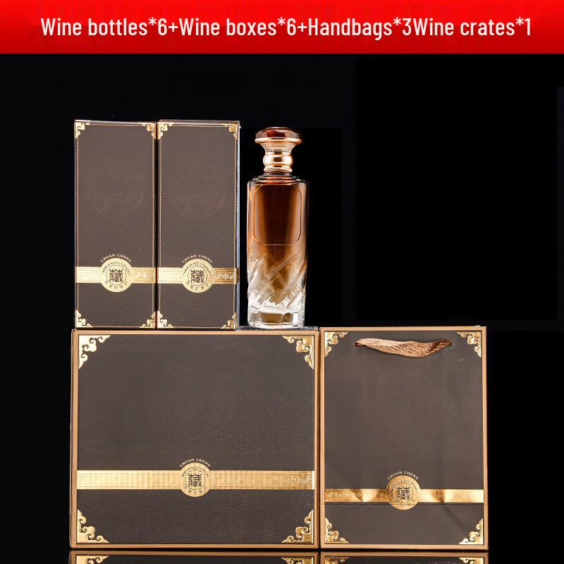 Gradient Baijiu Glass Bottle Collection - 500ml Original Pulp, Thickened Glass Wine Bottles