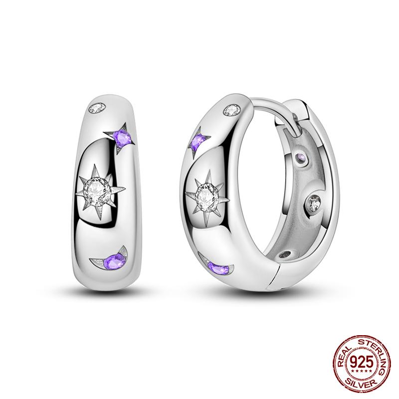 New 925 Sterling Silver Hope Rainbow Flower Earrings For Women Sparkling Colored Zircon Star Koi Earrings Party Jewelry