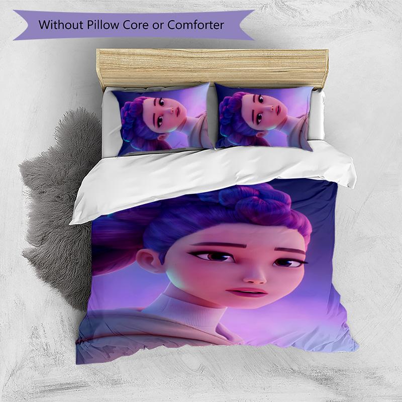 KPOP Hunter 3pcs Bedding Set Duvet Cover Closure Includes 1 Duvet Cover & 2 Pillowcases for All Seasons Bedroom Home Dorm Decor