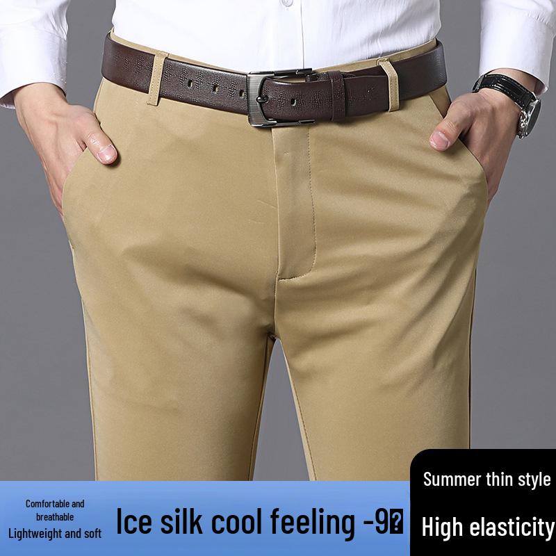 Pánské nadměrné ležérní elastické oblekové kalhoty - Slim fit, nemačkavé, formální kalhoty pro business