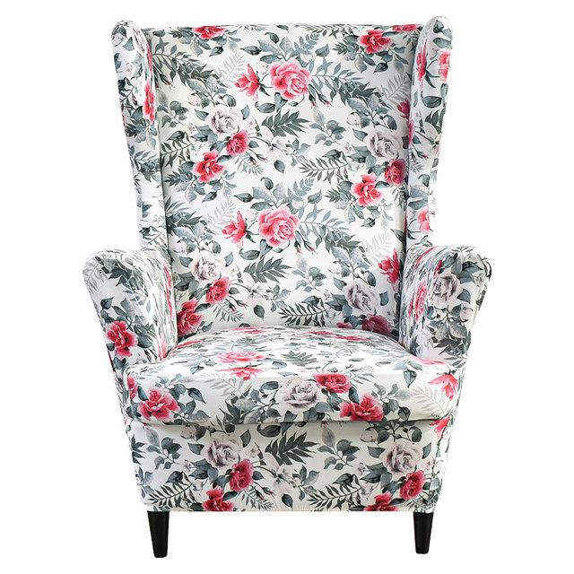 Drucken Sloping Arm König Zurück Stuhl Abdeckung Elastische Sessel Flügel Sofa Zurück Stuhl Abdeckung Stretch Protector Wohnkultur