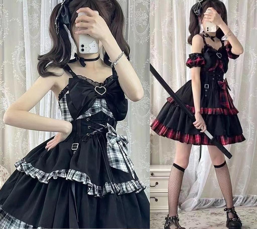 Qichenk Lolita Gothic Lolita Jumper Plus Mori Sweet Dreamy Size M One-Piece Costume, Skirt, Cosplay, Anime, Size, Girl, Lolita, Christmas, Halloween,