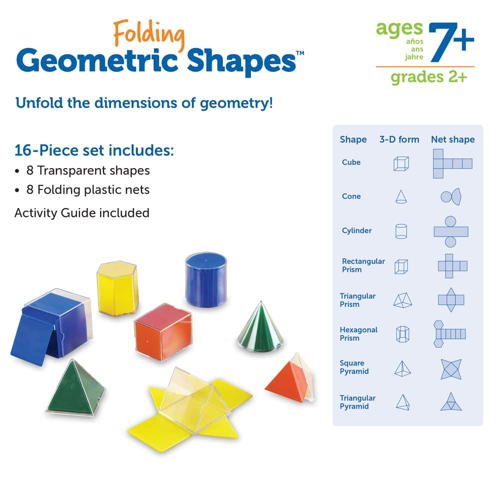 Learning Resources Folding Geometric Shapes(TM) Transparent 3D Shapes & Folding Diagrams LER 0921