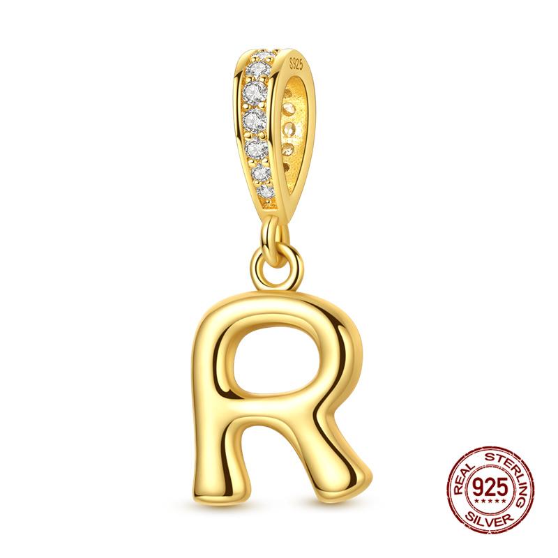 New In Original Charms Copper 26 Golden Letters A-Z Charm Bead Fit 3Mm Original Bracelet For Womens Diy Fashion Jewelry Gift