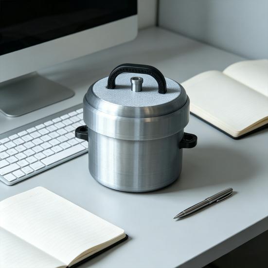 Miniature Pressure Cooker Model 3D Printed Tiny Cookware Ornament with Decompression Button Stress Relief Fidget Toy for Office Desk Decor