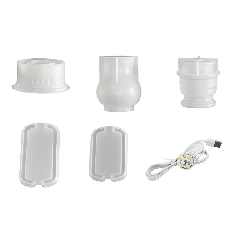 Camping Lamp Silicone Mold and LED Light Set for Crafting Beautiful Resin Decorations Perfect for Present Giving