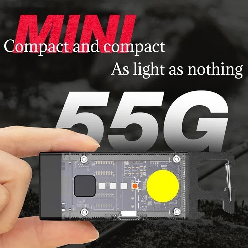 Solar Charging LED COB Keychain Light Type-C USB Rechargeable Portable Flashlight Built In Battery Waterproof for Power Outage Emergency