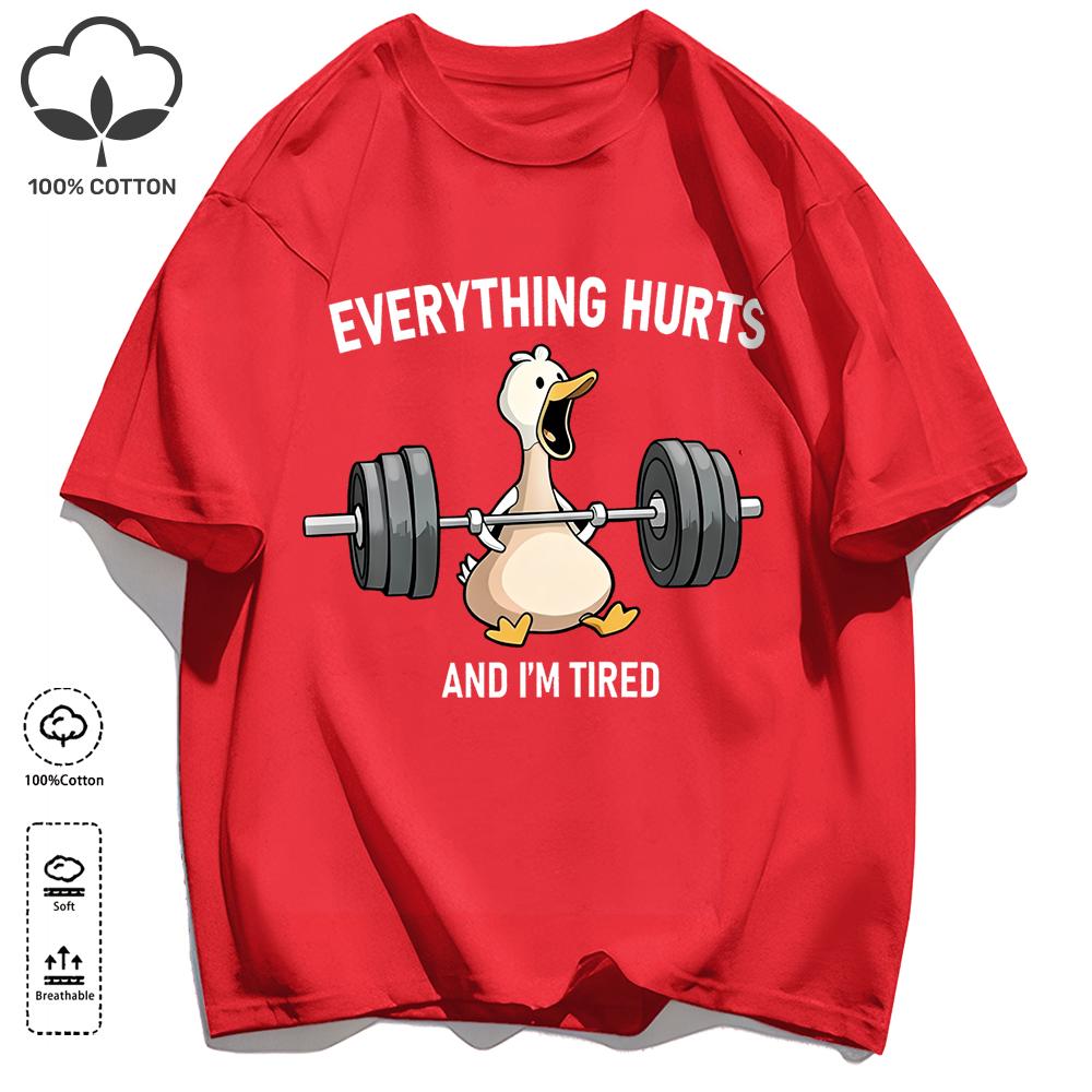 The Great Goose Striving For Fitness T-Shirt Unisex Loose Cotton Tee Trendy Summer Short Sleeve Unisex All-Match Hip Hop Clothing
