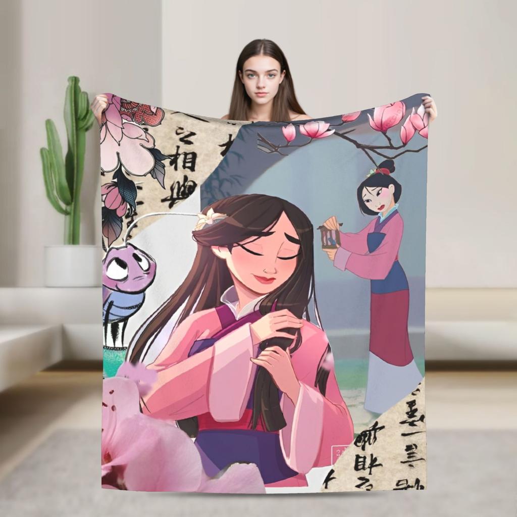 Mulan Cartoon Blankets  Airplane Travel Flannel Throw Blanket For Outdoor Soft Warm Custom Quality Bedspread Birthday Gift