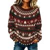 Maglione Pullover da Donna Casual Elegante a Manica Lunga con Collo Alto e Stampa Natalizia