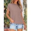 Summer New Round Neck Outer Seam Twisted Strip Short Sleeved Simple Loose T-shirt for Women