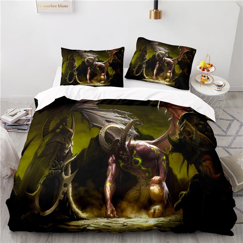 World of Warcraft Games Bedding Set Horde Banner Flag Printed Duvet Cover Set Pillowcase Twin Full Queen King Size Drop Shipping