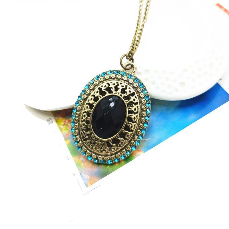 X325 Fashion Retro Ornament Leopard Print Peach Heart Necklace Sweater Chain Necklace Sweater Chain Couple Jewelry [Small]]