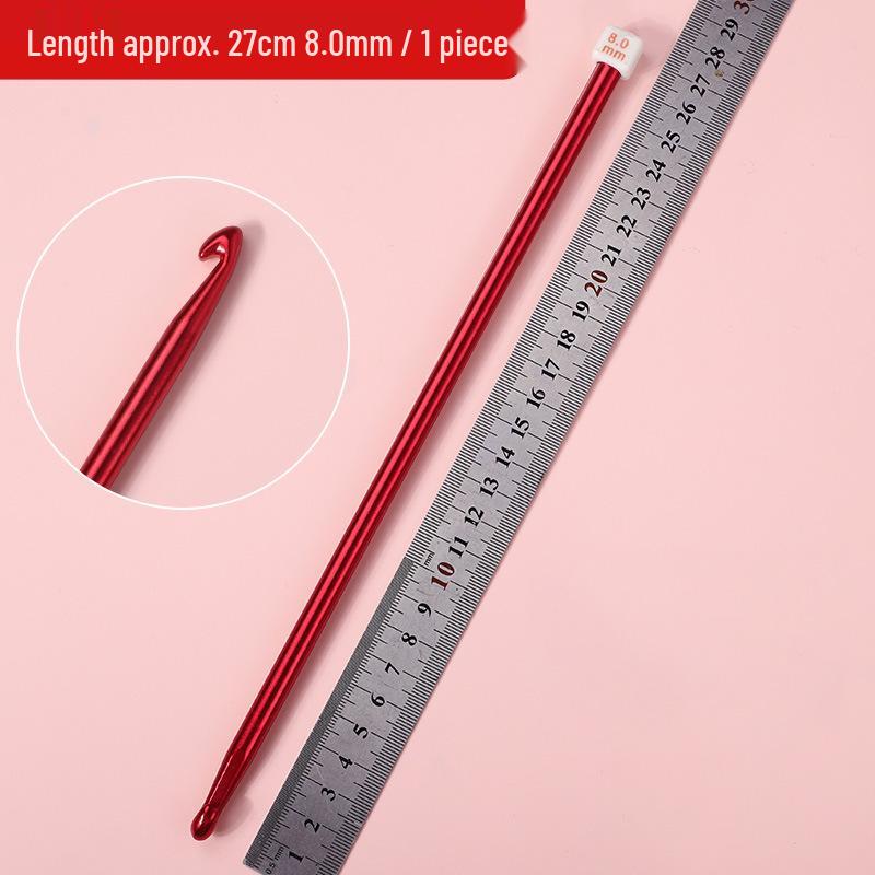 Afghan Crochet Needle Set: Long Handmade Aluminum Hooks & Colored Yarn for DIY Knitting Projects