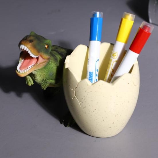 Dinosaur Pen Holder Resin Desk Ornament Cute Dino Toothbrush And Toothpaste Holder Makeup Brushes Organizer Fun Dinosaur Decoration