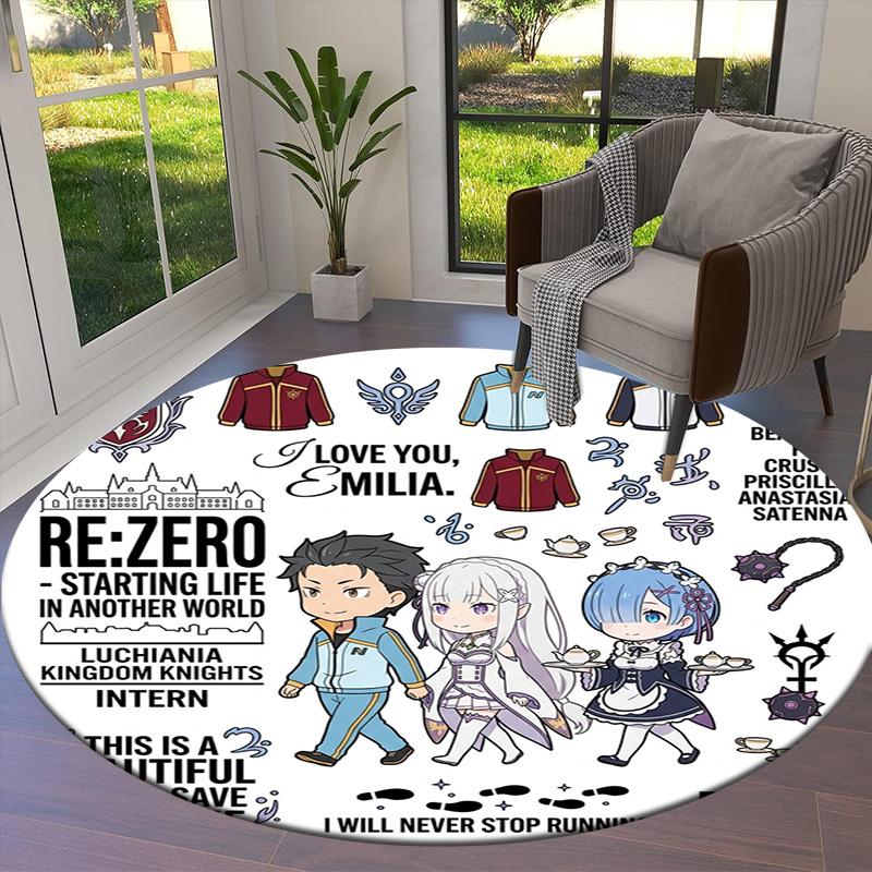 Re Zero Round Area Rug Carpet Rug For Living Room Bedroom Sofa Playroom Decor Nonslip Floor Mat