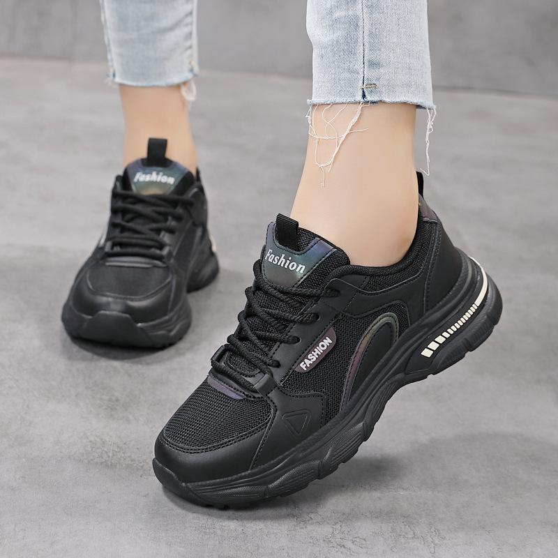 Thick-soled Heightening Versatile Casual Dad Shoes Women's Shoes Spring New Silver Mesh Sneakers Breathable Running